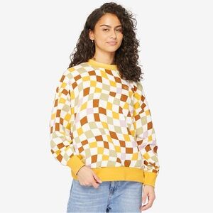 Vans Yellow and White Colorblock women’s club amusement 66 slouchy crew neck